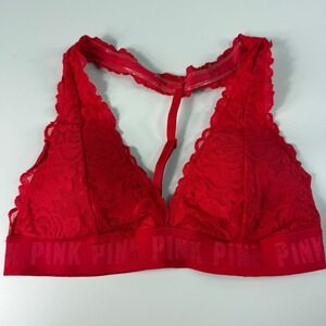 Victoria's Secret PINK Lace Bralette Medium Red Y2K Coquette‎ Sexy Lingerie